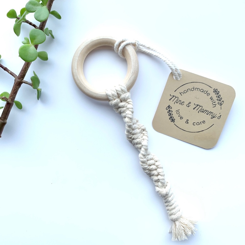 Boho Macrame Baby Teething Ring